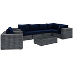 Summon 7 Piece Outdoor Patio Sunbrella® Sectional Set in Canvas Navy