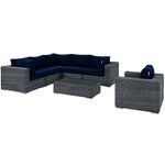 Summon 7 Piece Outdoor Patio Sunbrella® Sectional Set in Canvas Navy