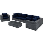 Summon 7 Piece Outdoor Patio Sunbrella® Sectional Set in Canvas Navy