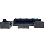 Summon 7 Piece Outdoor Patio Sunbrella® Sectional Set in Canvas Navy