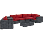 Summon 7 Piece Outdoor Patio Sunbrella® Sectional Set in Canvas Red
