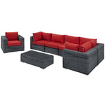 Summon 7 Piece Outdoor Patio Sunbrella® Sectional Set in Canvas Red