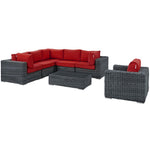 Summon 7 Piece Outdoor Patio Sunbrella® Sectional Set in Canvas Red