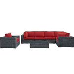 Summon 7 Piece Outdoor Patio Sunbrella® Sectional Set in Canvas Red
