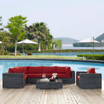 Summon 7 Piece Outdoor Patio Sunbrella® Sectional Set in Canvas Red