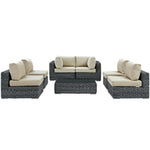 Summon 7 Piece Outdoor Patio Sunbrella® Sectional Set in Canvas Antique Beige