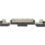 Summon 7 Piece Outdoor Patio Sunbrella® Sectional Set in Canvas Antique Beige
