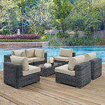 Summon 7 Piece Outdoor Patio Sunbrella® Sectional Set in Canvas Antique Beige