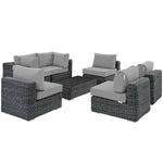 Summon 7 Piece Outdoor Patio Sunbrella® Sectional Set in Canvas Gray