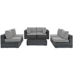 Summon 7 Piece Outdoor Patio Sunbrella® Sectional Set in Canvas Gray