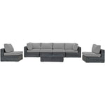 Summon 7 Piece Outdoor Patio Sunbrella® Sectional Set in Canvas Gray