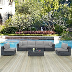 Summon 7 Piece Outdoor Patio Sunbrella® Sectional Set in Canvas Gray