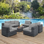 Summon 7 Piece Outdoor Patio Sunbrella® Sectional Set in Canvas Gray
