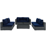 Summon 7 Piece Outdoor Patio Sunbrella® Sectional Set in Canvas Navy