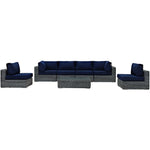 Summon 7 Piece Outdoor Patio Sunbrella® Sectional Set in Canvas Navy