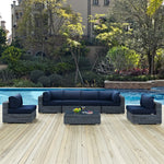 Summon 7 Piece Outdoor Patio Sunbrella® Sectional Set in Canvas Navy