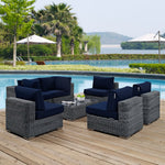 Summon 7 Piece Outdoor Patio Sunbrella® Sectional Set in Canvas Navy
