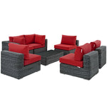 Summon 7 Piece Outdoor Patio Sunbrella® Sectional Set in Canvas Red
