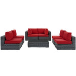 Summon 7 Piece Outdoor Patio Sunbrella® Sectional Set in Canvas Red