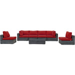 Summon 7 Piece Outdoor Patio Sunbrella® Sectional Set in Canvas Red