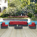 Summon 7 Piece Outdoor Patio Sunbrella® Sectional Set in Canvas Red