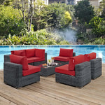 Summon 7 Piece Outdoor Patio Sunbrella® Sectional Set in Canvas Red