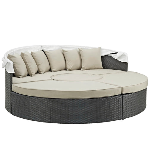 Sojourn Outdoor Patio Sunbrella® Daybed in Antique Canvas Beige