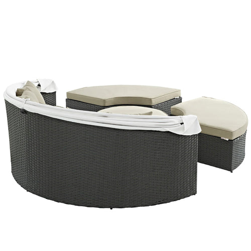 Sojourn Outdoor Patio Sunbrella® Daybed in Antique Canvas Beige
