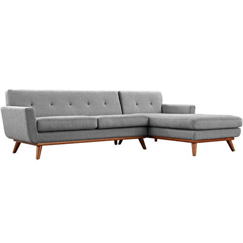 Engage Right-Facing Upholstered Fabric Sectional Sofa in Expectation Gray
