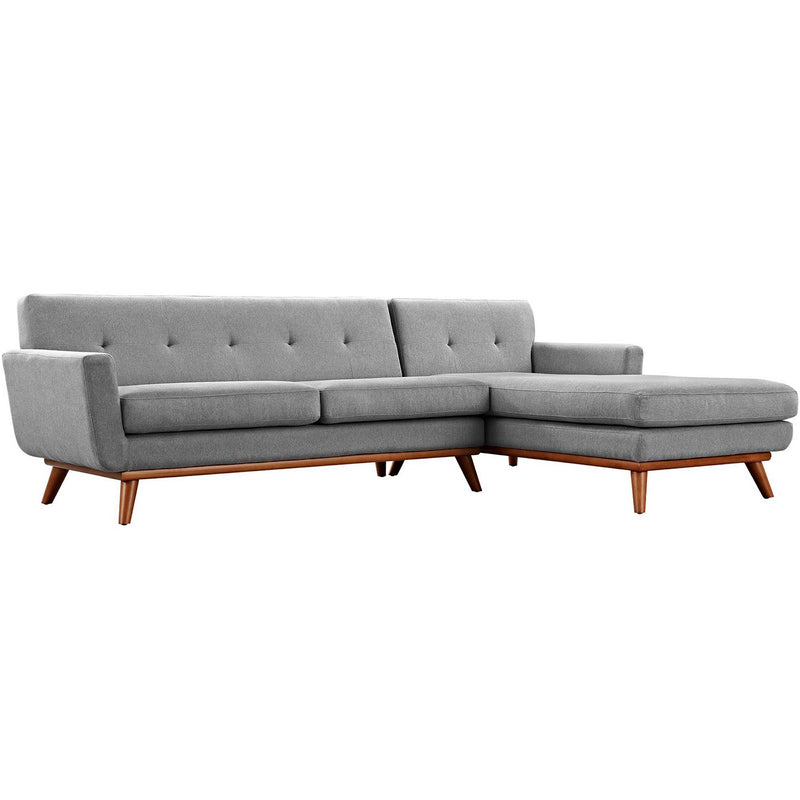 Engage Right-Facing Upholstered Fabric Sectional Sofa in Expectation Gray