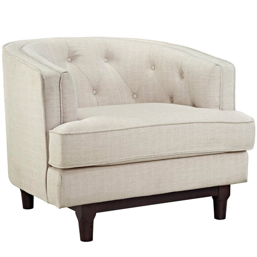 Coast Upholstered Fabric Armchair in Beige