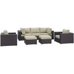 Convene 7 Piece Outdoor Patio Sectional Set in Espresso Beige