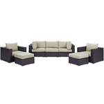 Convene 7 Piece Outdoor Patio Sectional Set in Espresso Beige