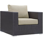 Convene 7 Piece Outdoor Patio Sectional Set in Espresso Beige