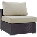 Convene 7 Piece Outdoor Patio Sectional Set in Espresso Beige