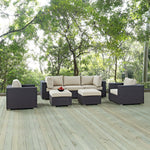Convene 7 Piece Outdoor Patio Sectional Set in Espresso Beige