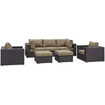 Convene 7 Piece Outdoor Patio Sectional Set in Espresso Mocha