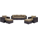 Convene 7 Piece Outdoor Patio Sectional Set in Espresso Mocha