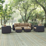 Convene 7 Piece Outdoor Patio Sectional Set in Espresso Mocha