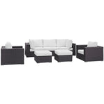 Convene 7 Piece Outdoor Patio Sectional Set in Espresso White
