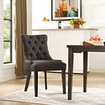 Regent Tufted Fabric Dining Chair in Brown