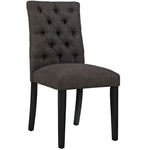 Duchess Button Tufted Fabric Dining Chair in Brown