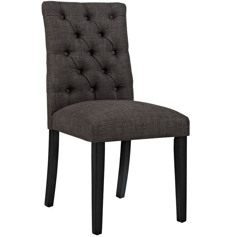 Duchess Button Tufted Fabric Dining Chair in Brown