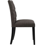Duchess Button Tufted Fabric Dining Chair in Brown