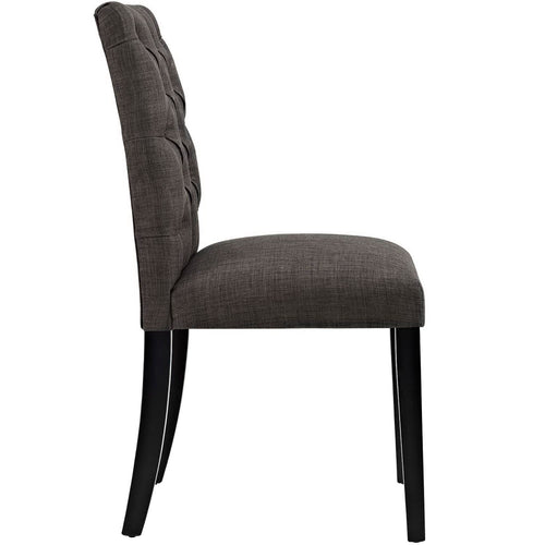 Duchess Button Tufted Fabric Dining Chair in Brown