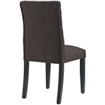 Duchess Button Tufted Fabric Dining Chair in Brown