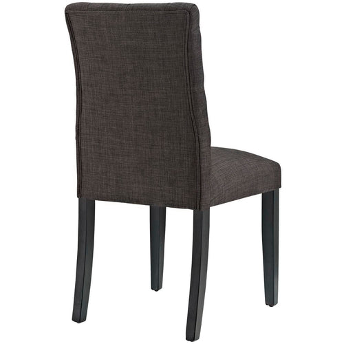 Duchess Button Tufted Fabric Dining Chair in Brown