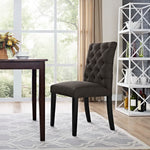 Duchess Button Tufted Fabric Dining Chair in Brown