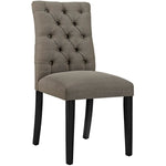 Duchess Button Tufted Fabric Dining Chair in Granite