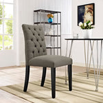 Duchess Button Tufted Fabric Dining Chair in Granite